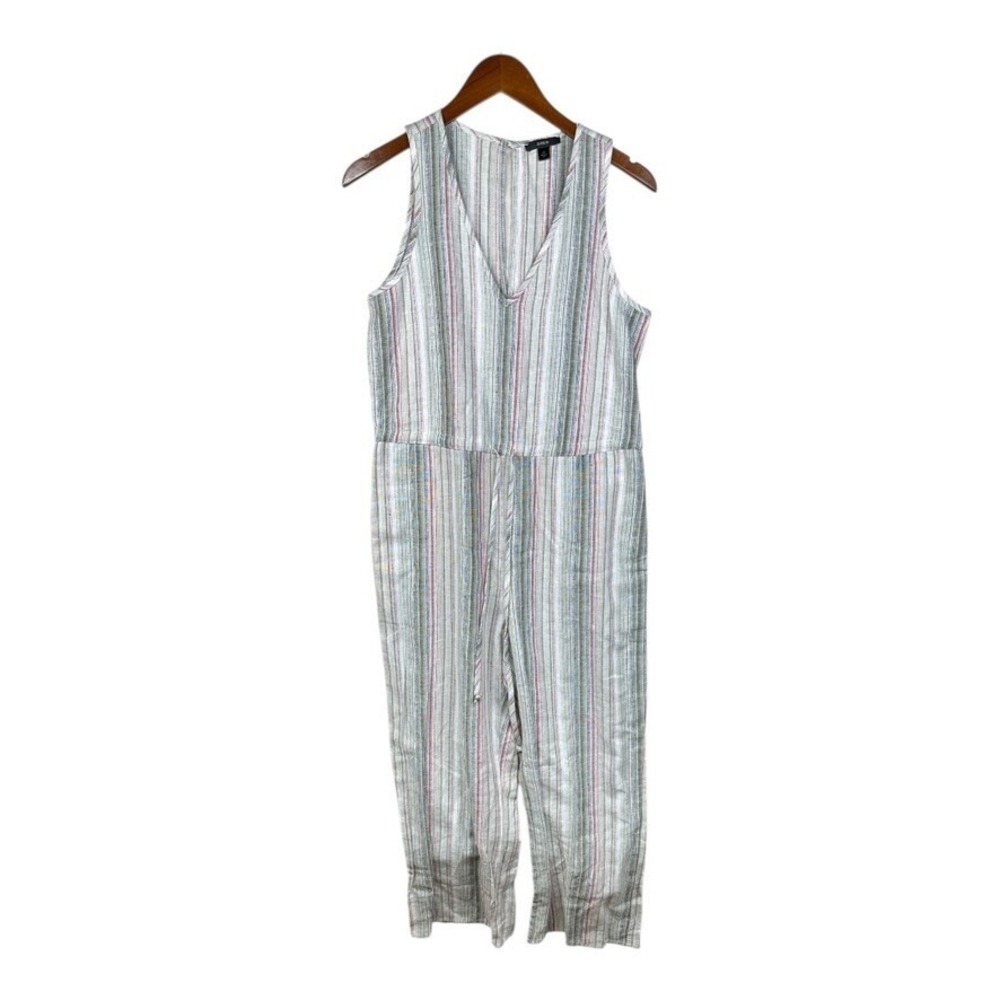 Drew By Anthropologie Striped Linen Jumpsuit Size XS